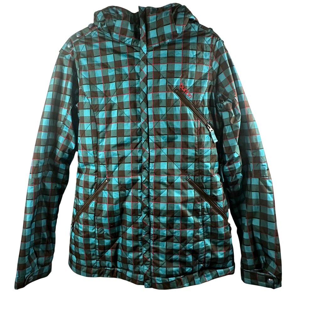BURTON Women's MAN EATER Snow Jacket Size 7 Medium Argon Plaid